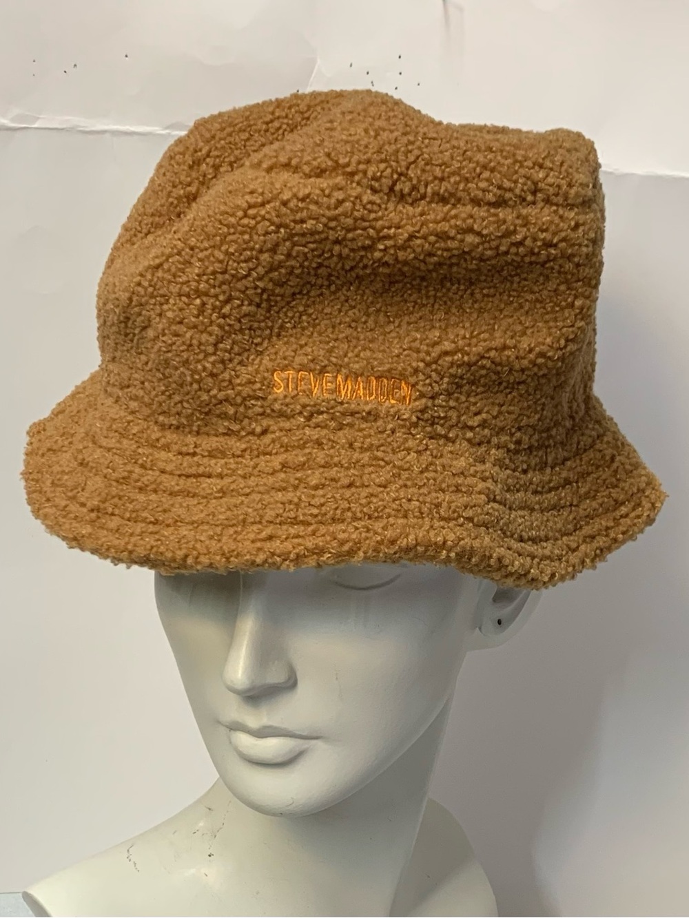 Steve Madden Brown Sherpa Faux Fur Bucket Hat Satin Lined OS